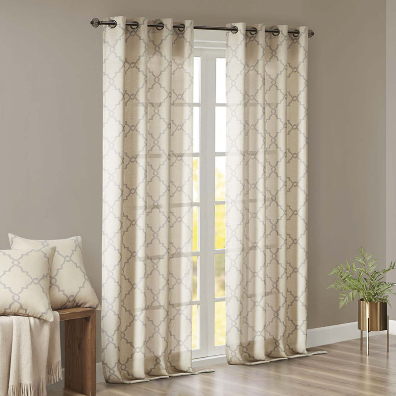 Panneau de rideau à œillets Frwork, L 50 po x L 63 po, Beige/gris