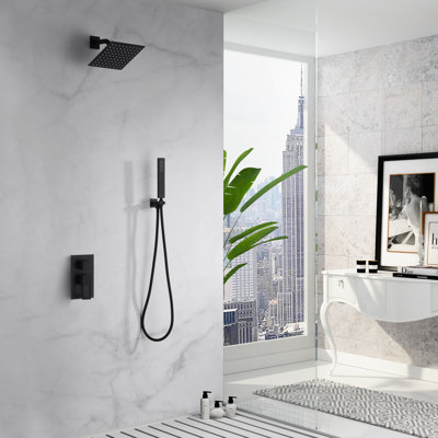 Système de douche complet avec valve en laiton Sumerain Rainfall, robinet de douche mural avec douche à main