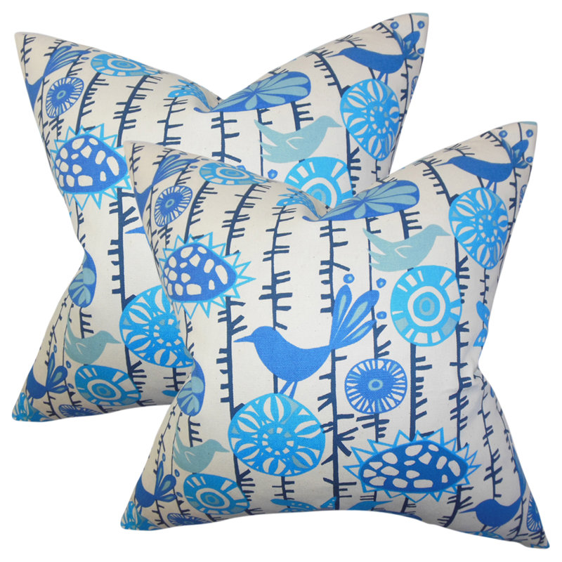 Coussin en coton Ruelas, Bleu clair