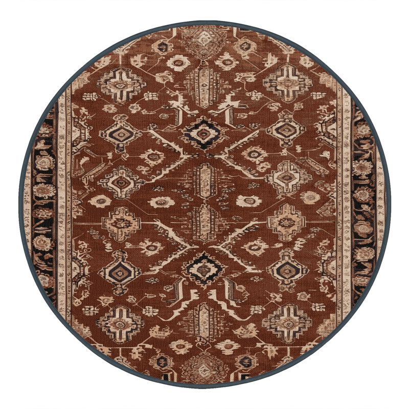 Tapis brun lavable à la machine, Rond 4 pi