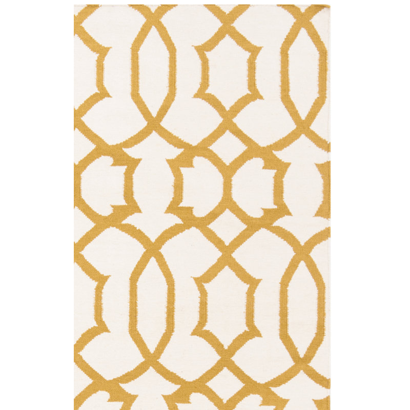 Tapis géométrique en laine tissé à la main Rodgers, Rectangle 6 pi x 9 pi