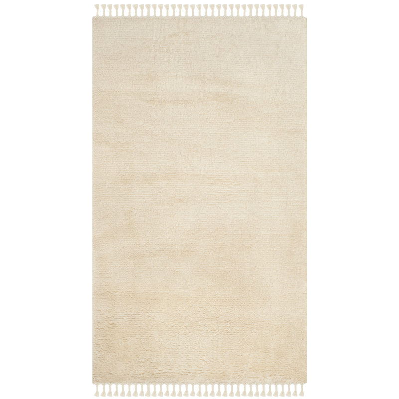Tapis de couleur unie en laine noué à la main Janis Nouvelle-Zélande, Rectangle de 5 pi x 8 pi