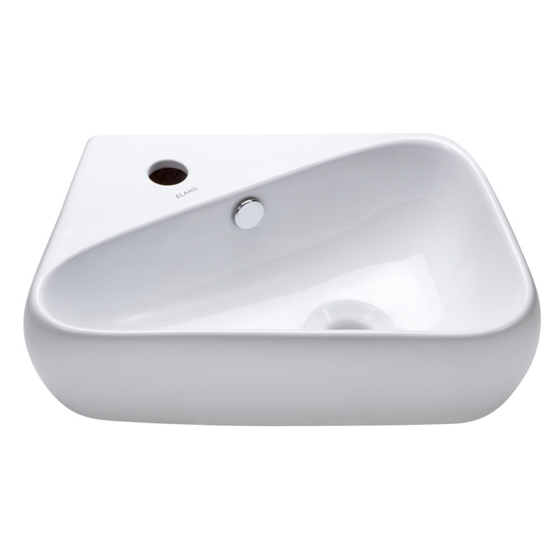 Elanti 11'' White Ceramic Rectangular Bathroom Sink