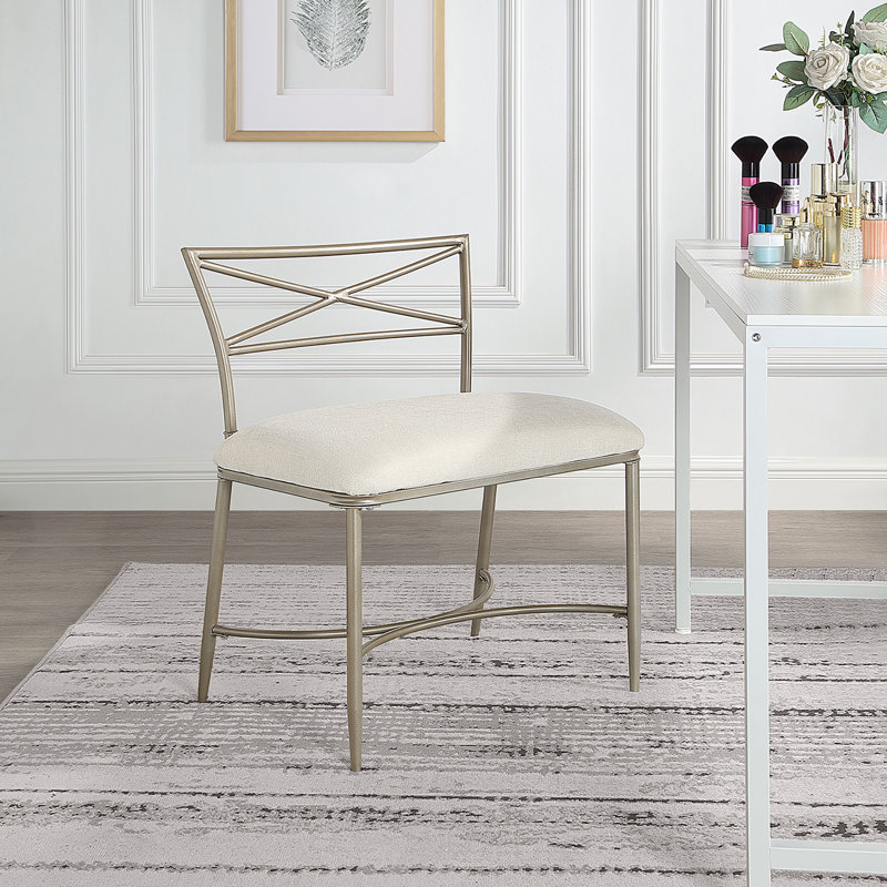 Banc de coiffeuse avec coussin blanc Azalea Park Champagne