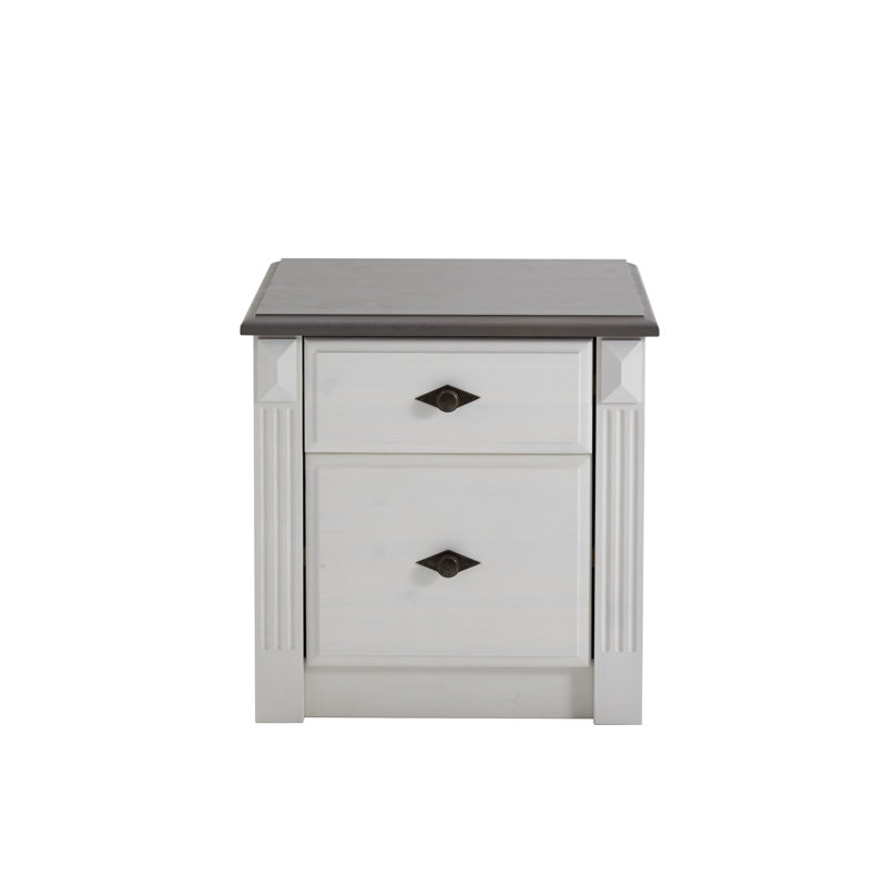 Eva 53 cm W Bedside Table, White/Grey