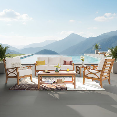 Brunswick 5 Piece Teak Sofa Seating Group with Cushions 