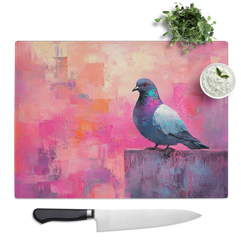 Pigeon Bird Scene  Glass Chopping Board