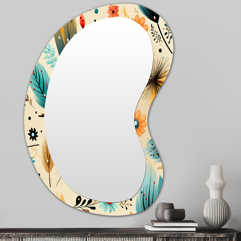 Gypsy Spirit Boho Pattern - Irregular Boho Assymetrical Bohemian Unique Wall Mirror, 31" x 22"