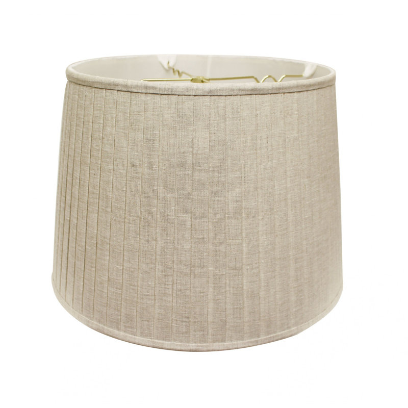 Abat-jour broché en lin avec plis latéraux, Beige, H 12 po x l 18 po x P 18 po