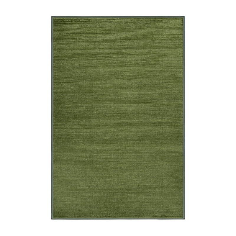 Machine Washable Solid Green Area Rug, Rectangulaire 8 pi x 10 pi
