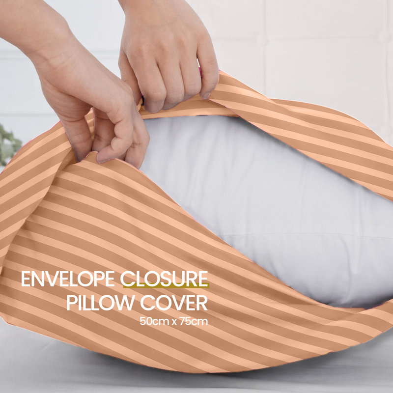 Stripe pillowcase - Set of 2, PEACH