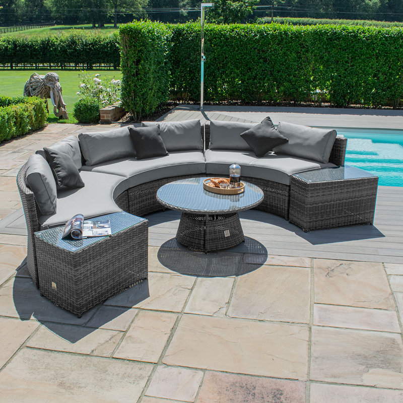 Wisner Half Moon Rattan Sofa Set, Dark Grey/Light Grey