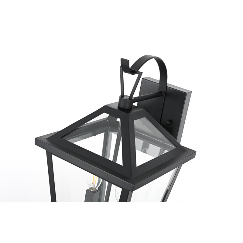 Leandra Outdoor Wall Sconce in Black, 18" H x 10" W x 11.5" D