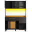 Kitchen Cabinet With Led, 6 Doors And 3 Drawers Black