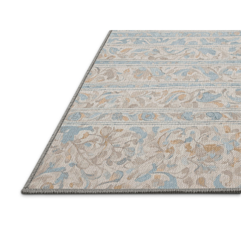 Machine Washable Gray Area Rug, Rectangle 5' x 8'
