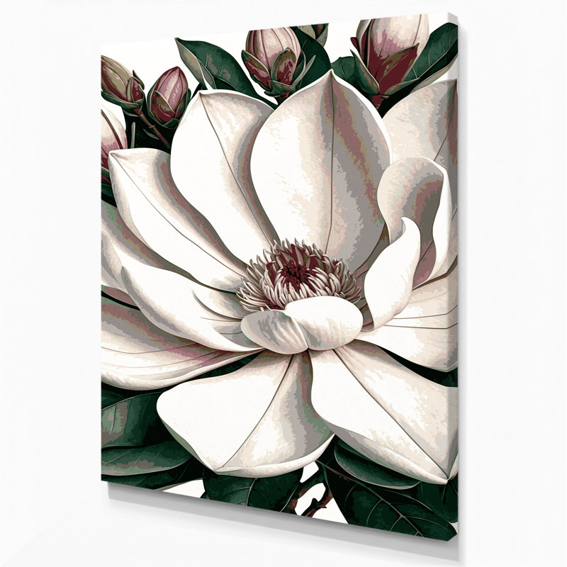 "Watercolor Botanical 9", art mural sur toile grise, H 36 po x l 24 po