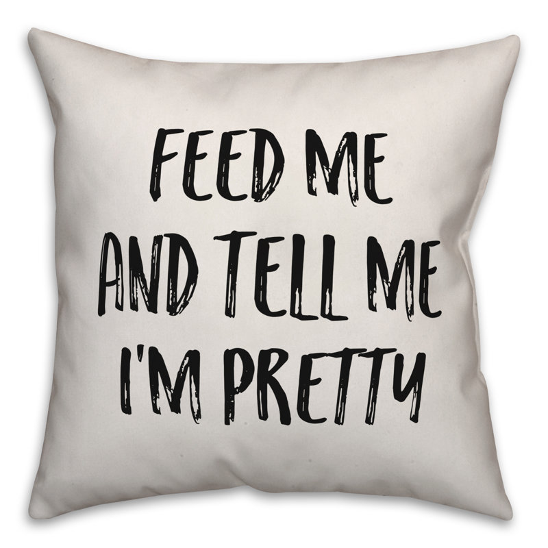 Coussin "Nourris-moi et dis-moi", 20 po x 20 po