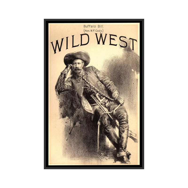 «Buffalo Bill», impression sur toile, H 26 po x l 18 po x P 1,5 po, Toile avec cadre noir, Pas de tapis