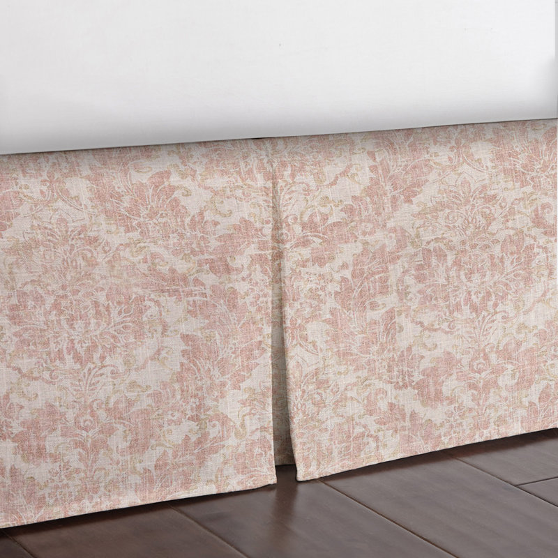 Bordeau Linen Bed Skirt, King, 15", Blush