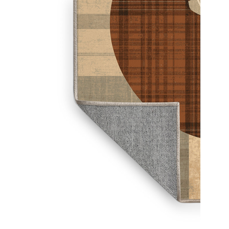 Tapis beige écossais lavable à la machine Orfelinda, 6 x 9