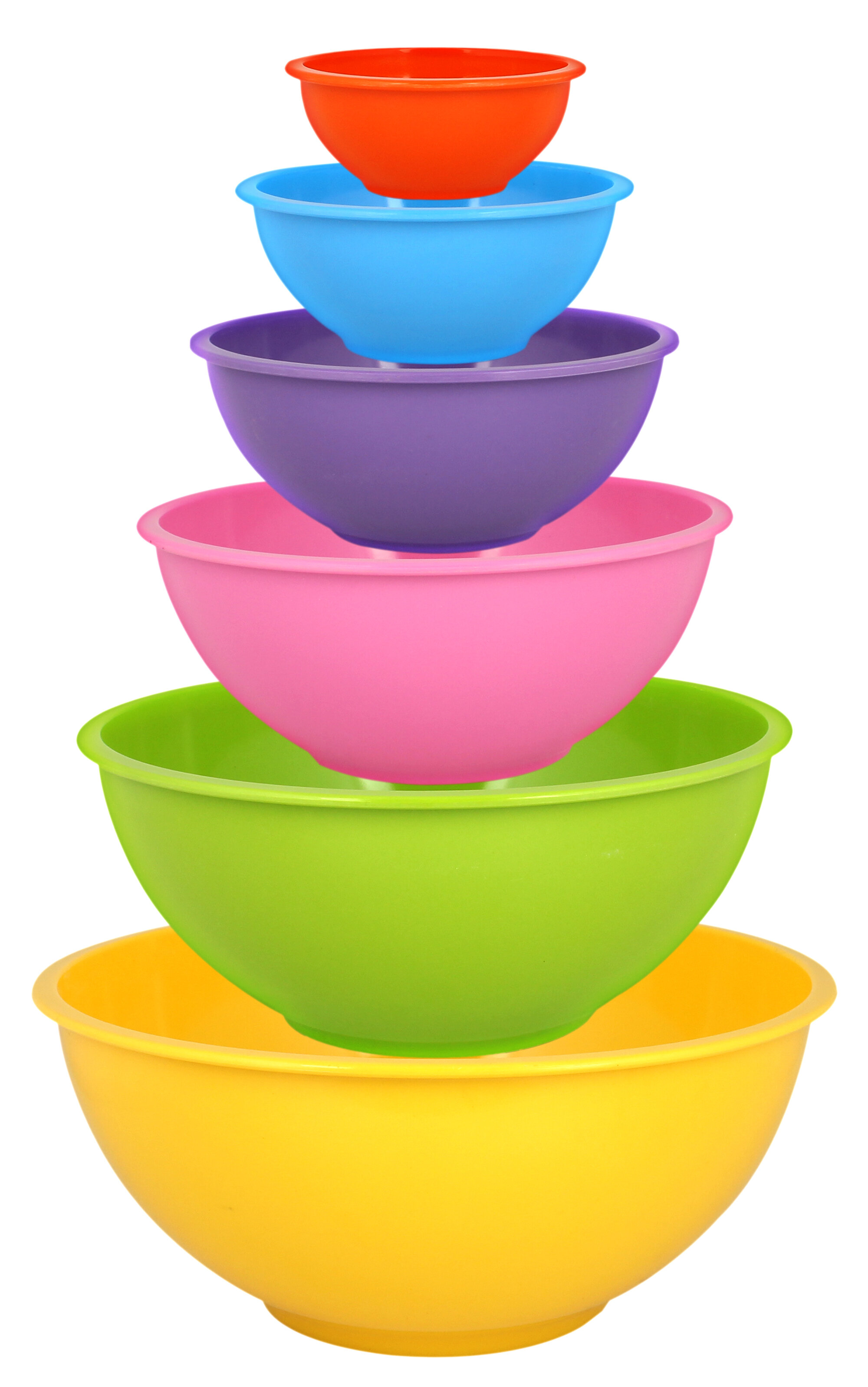 LEXI HOME 6-Piece Melamine Plastic Bright Multicolored Mixing