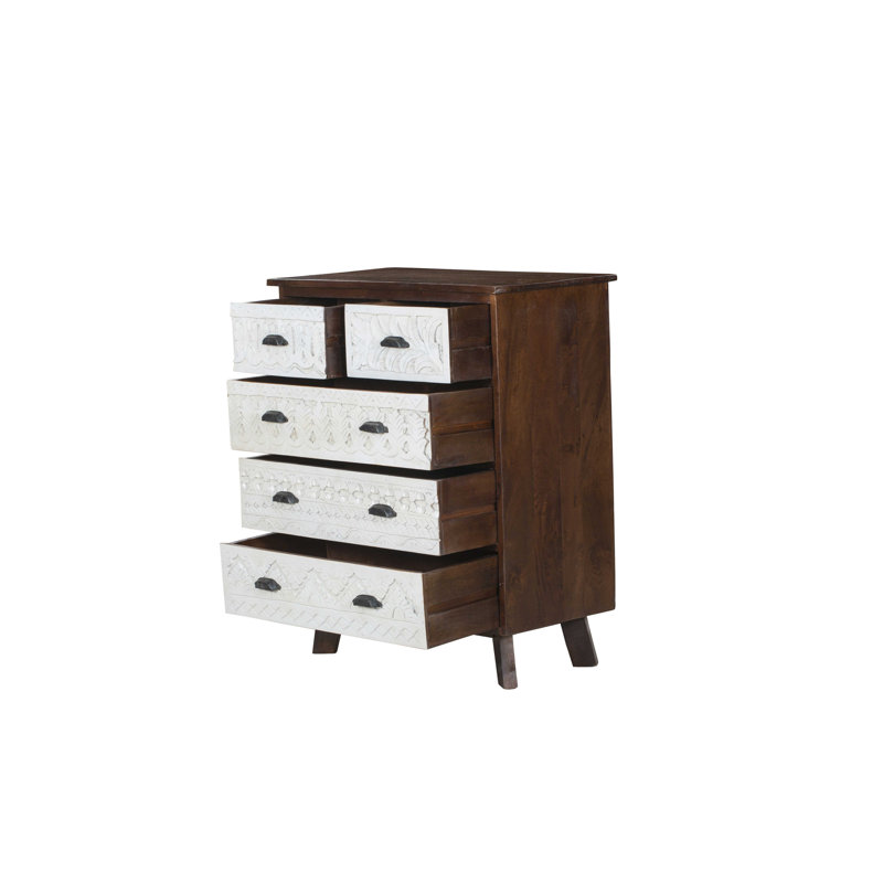 Seda Solid Wood 75cm W 5 - Drawer Chest of Drawers
