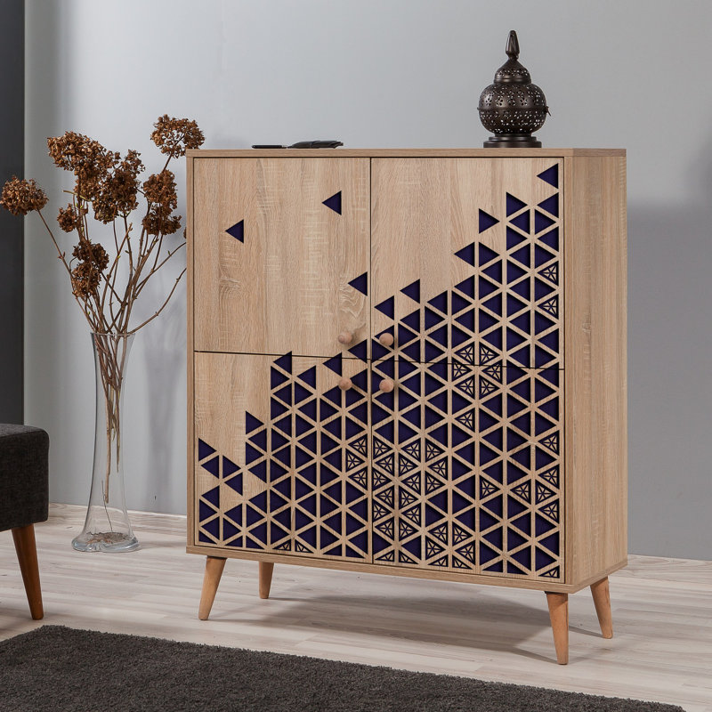 Brien 4 - Door Cabinet, Natural/Blue