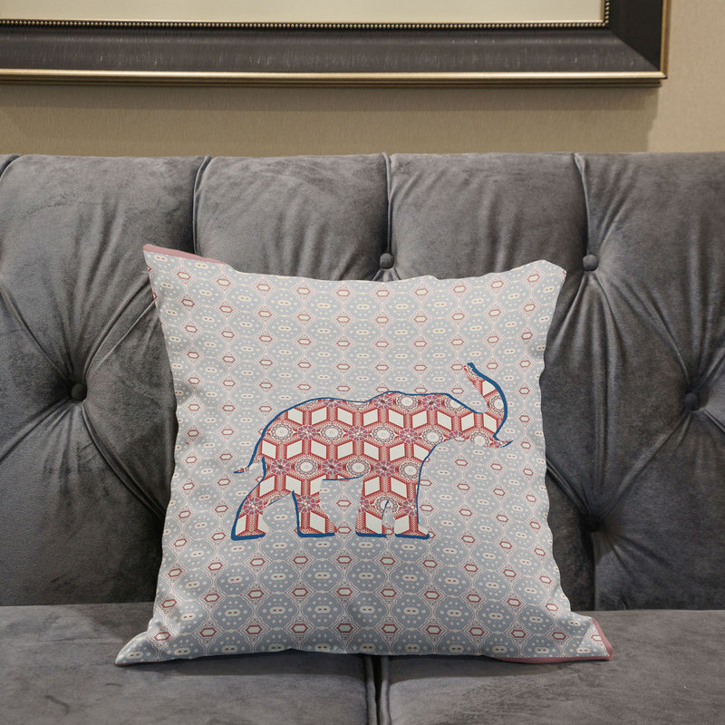  Housse et insert de coussin carré en polyester intérieur / extérieur, 16 po x 16 po, Gris / Beige / Bleu