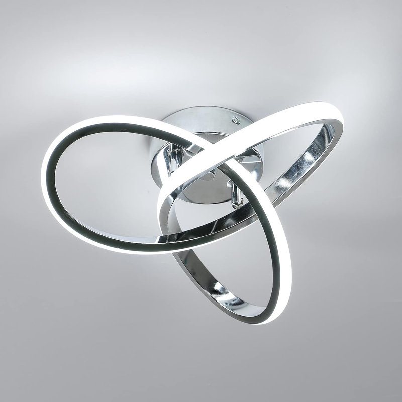 Modern LED Ceiling Light, 20W Modern Spiral Design LED Lamp, 3000K-6000K(Color Temperature Adjustable), Chrome