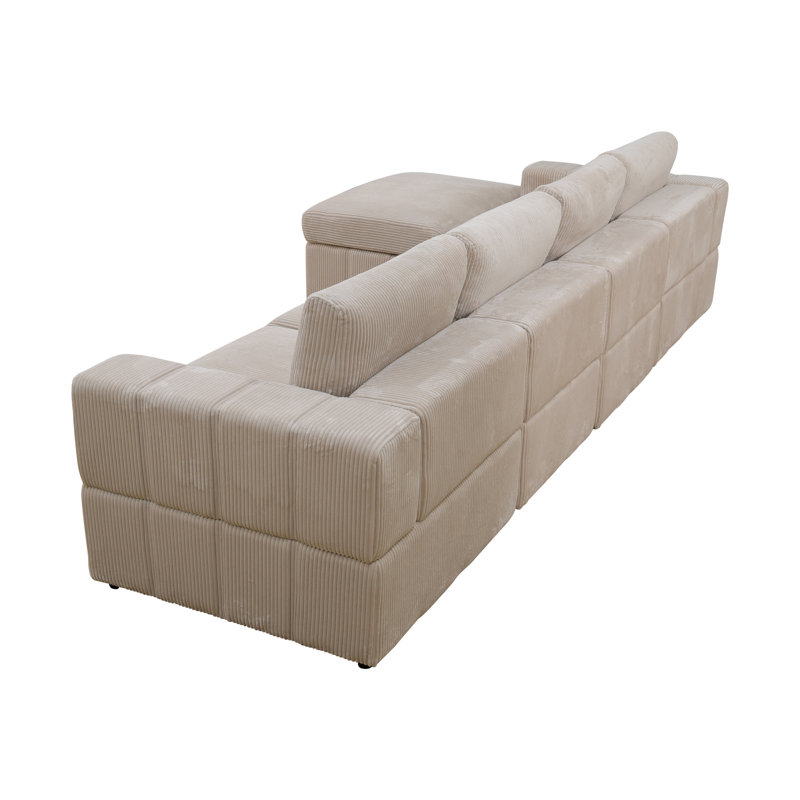 Canapé modulaire réversible en velours côtelé pour salon de 132 pièces de 132 po de largeur, Beige