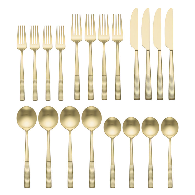 Modulus 20-Piece Flatware Set, Gold