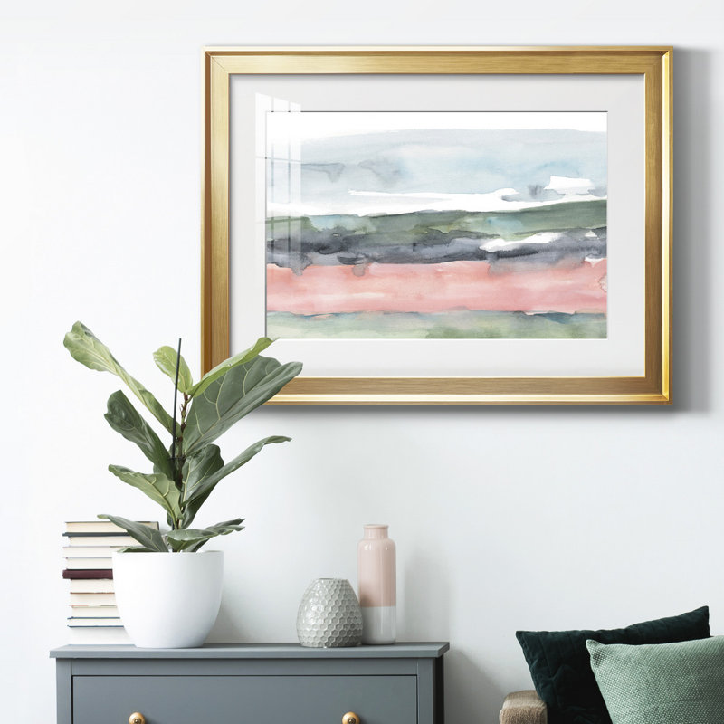 Blush Salt Bed I - peinture encadrée, Or, H 26,5 po x l 36,5 po x P 1 po, Blanc