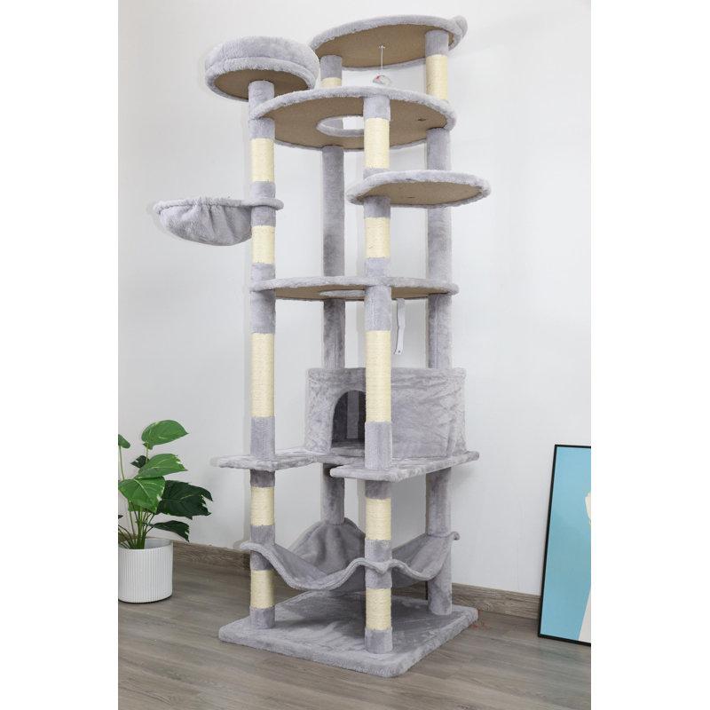 Arbre à chat avec poteaux à griffer, Gris clair