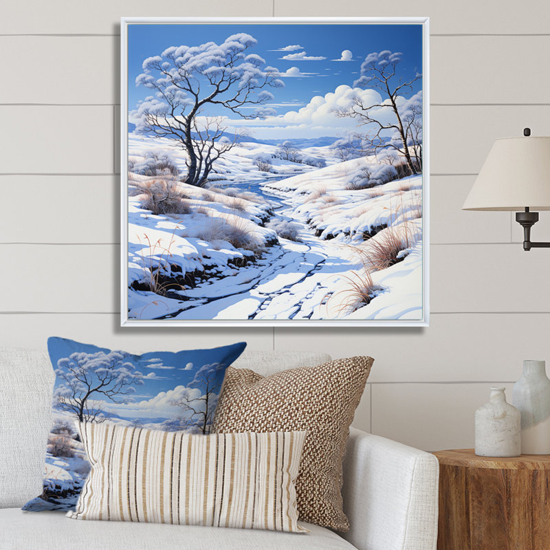 Snow Winters Solitude IX - Landscapes Wall Art Living Room, Cadre flottant blanc, H 30 po x l 30 po x P 1 po
