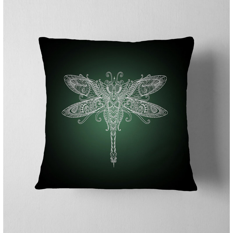 Throw Pillow With Insert, 16"H x 16"W, Black/Green 1