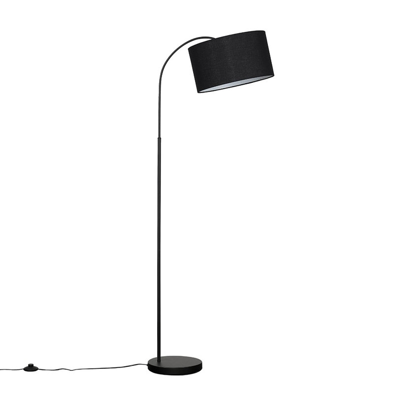 Domani 143cm Gloss Arched Floor Lamp, Black