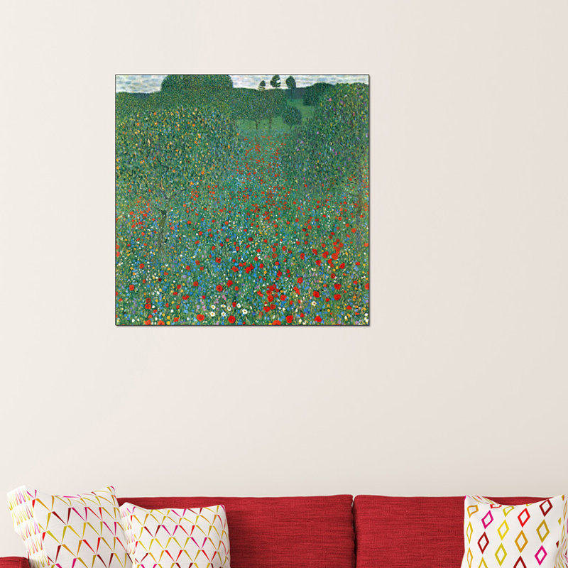 'Poppy Field' by Gustav Klimt Painting Print, 70cm H x 70cm W x 1.8cm D