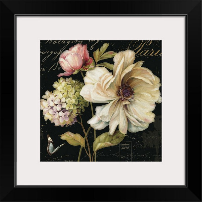 "Marche de fleurs de fleurs sur noir II" par Lisa Audit, impression, Impression encadrée, H 32 po x l 32 po, Noir