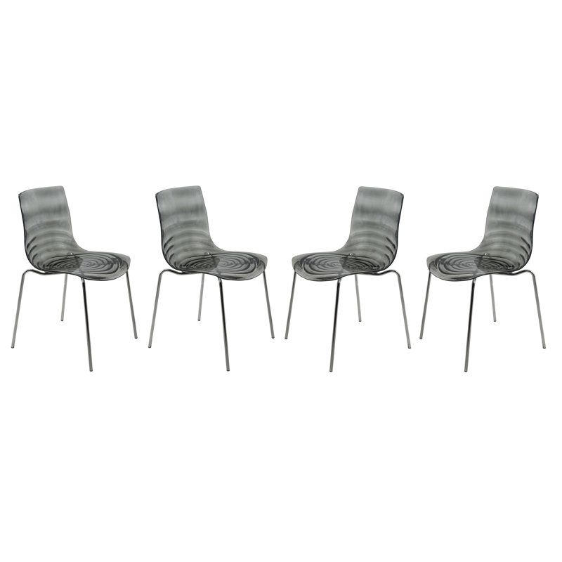 Chaise de salle à manger en acrylique transparent Clear Ghost, Transparent Black, Ensemble de 4