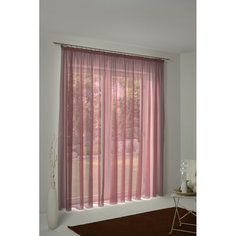 Peck Slot Top Semi Sheer Single Curtain, Red