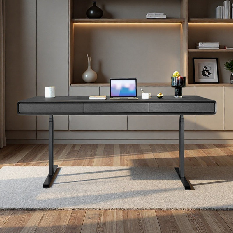 Bureau à hauteur réglable pour une utilisation simple dans un bureau ou un bureau, Noir, H 53,94 po x l 62,99 po x P 25,59 po