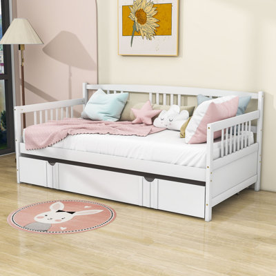 Pearces Daybed Wood Bed with Twin Size Trundle