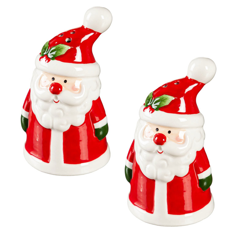Ensemble de salière et poivrière en forme de père Noël en céramique