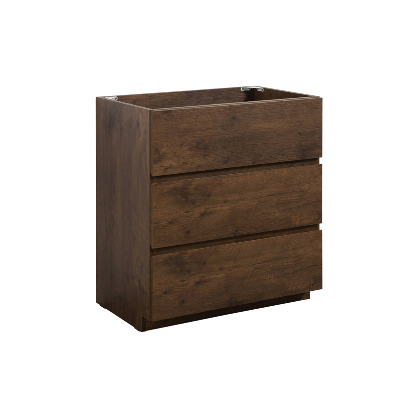 Walnut Colour Floor Unit - Without Basin, 3, Modern Elegance, Max Volume Cabinet Basin , Walnut, Storage, Walnut, 30"
