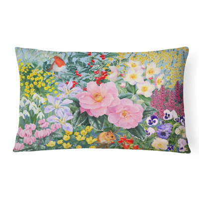  Winter Floral by Anne Searle Fabric Indoor/Outdoor Throw Pillow