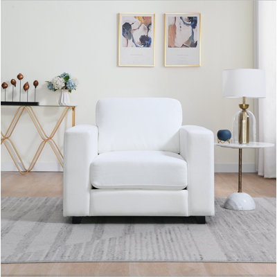 Chaise d'appoint surdimensionnée avec accoudoirs larges, chaise moderne en tissu de chenille, housses lavables, grande chaise rembourrée et confortable