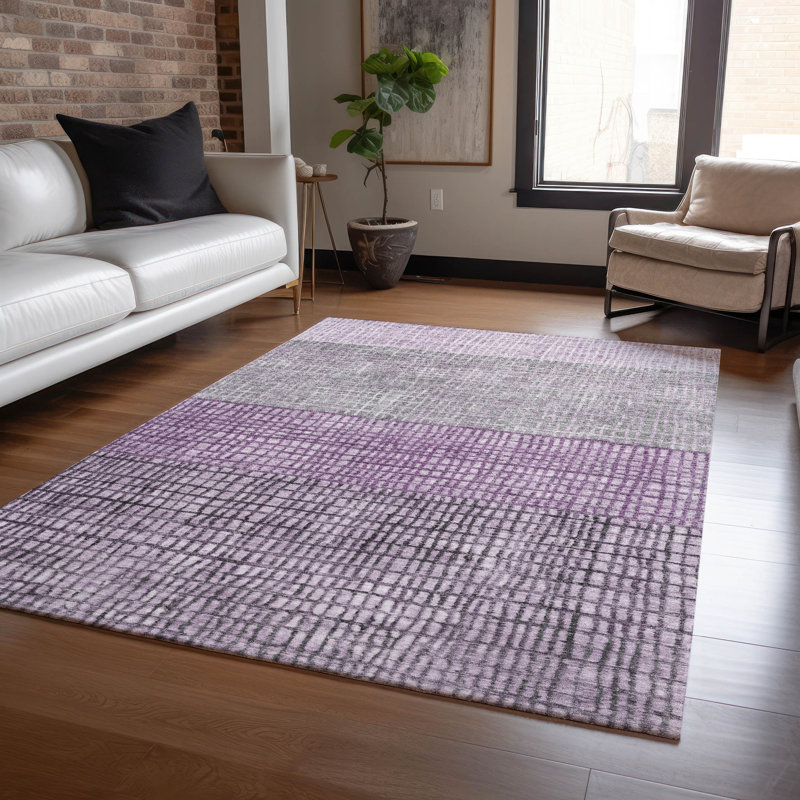 Machine Washable Indoor/Outdoor Xhevrie Plum Rug, Rectangle 5' x 7'6"
