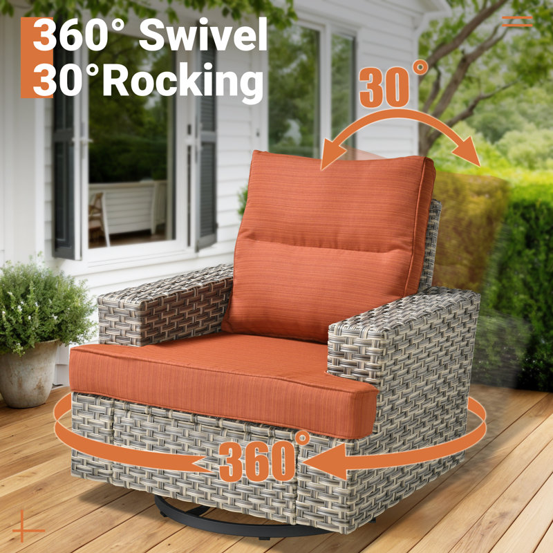 Wahkon Wicker/Rattan 5 - Person Seating Group With Cushions, Orange