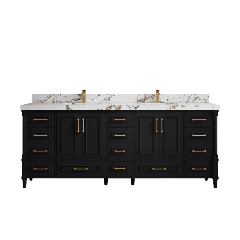 Aberdeen Bathroom Vanity, 2 IN Viola Brown, Carrara Marble