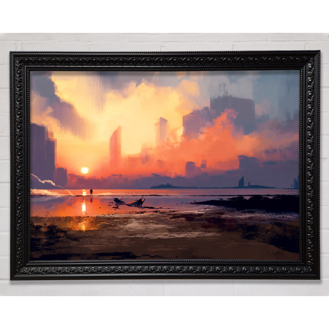 Gerahmtes Leinwandbild Sunset Ocean City